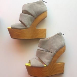 Dolce Vita Lime-Green and Gray Wedges -Size 7.5